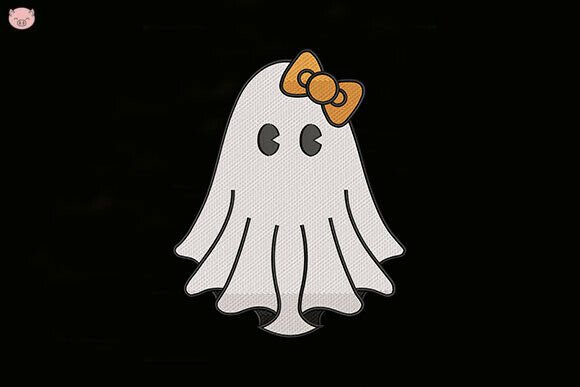 Cute Ghost with Orange Bow Embroidery Review