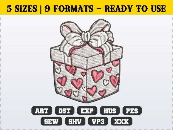 Festive Heart Gift Box Embroidery Design Review
