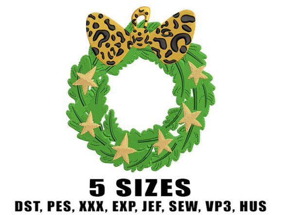 Leopard Bow Christmas Wreath Embroidery Review