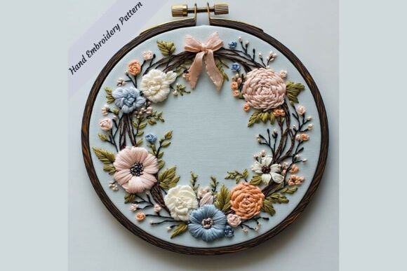 Review: Hand Embroidery Floral Wedding Wreath 06 for Etsy
