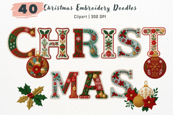 Reviewing Christmas Embroidery Doodles PNG for Holiday Shops