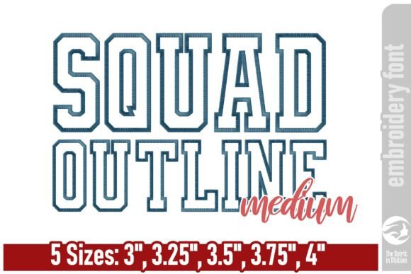 Reviewing Squad Outline Embroidery Font